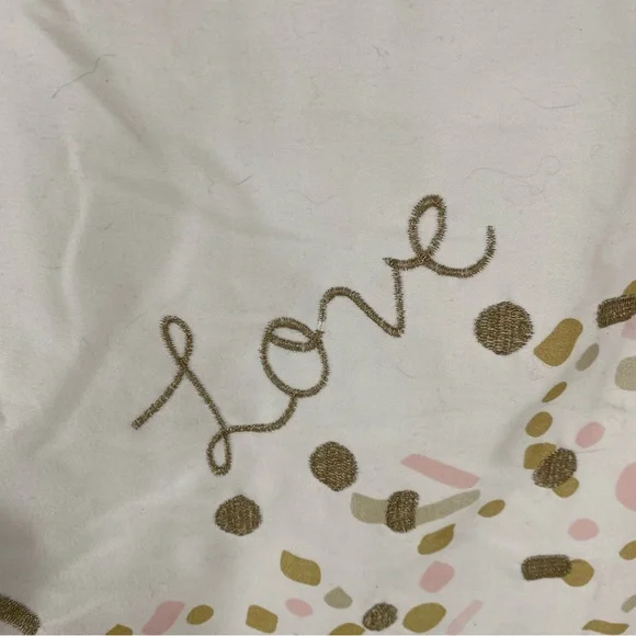 Lambs & Ivy Baby Blanket Pink Gold Confetti Heart Ruffle Trim 2016 - Picture 2 of 13